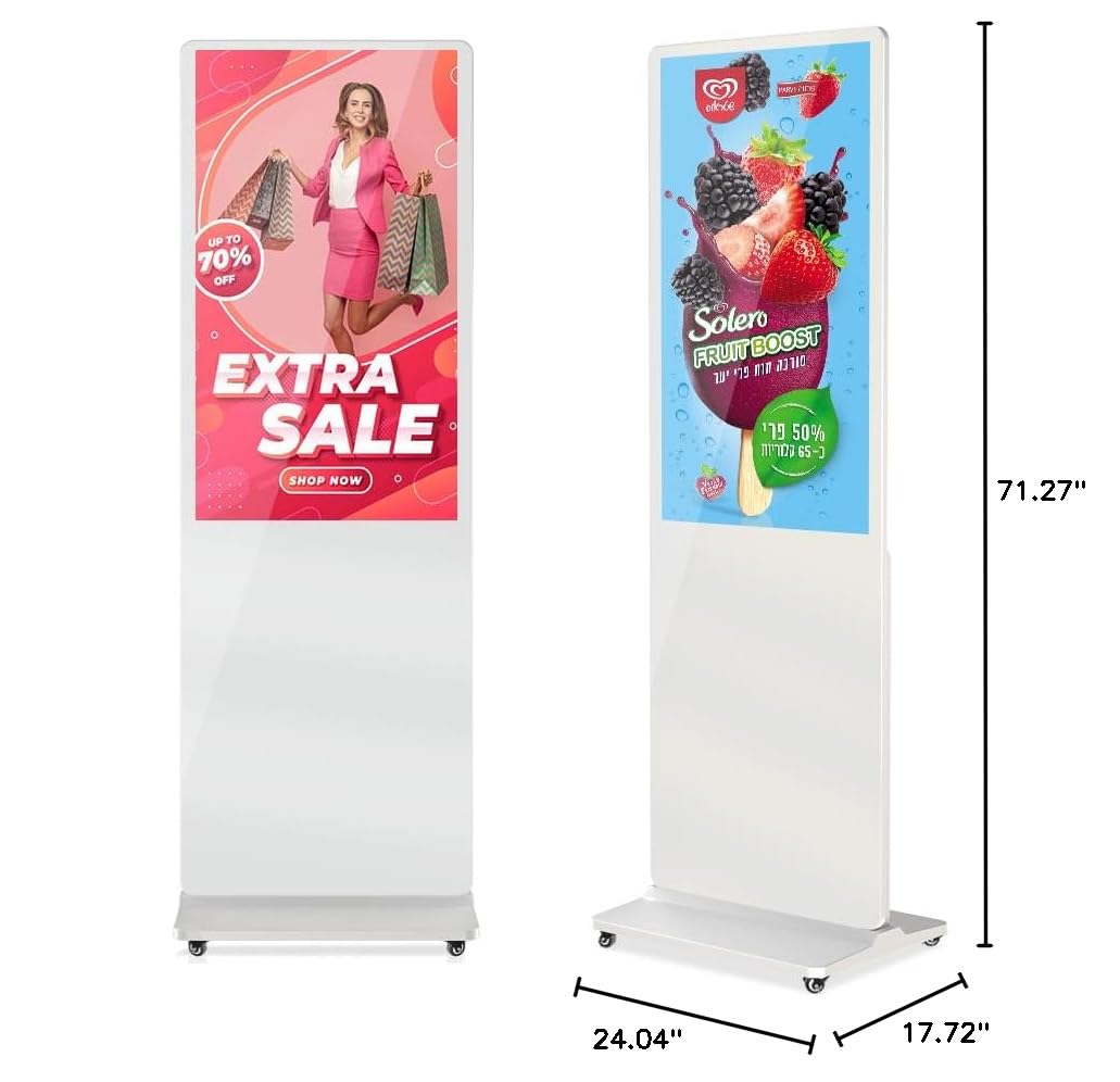 MWE 43 Inch Indoor Floor Standing Digital Signage Advertising Display Kiosk LCD Screen Commercial Totem Android System Vertical Poster with Auto Media Player