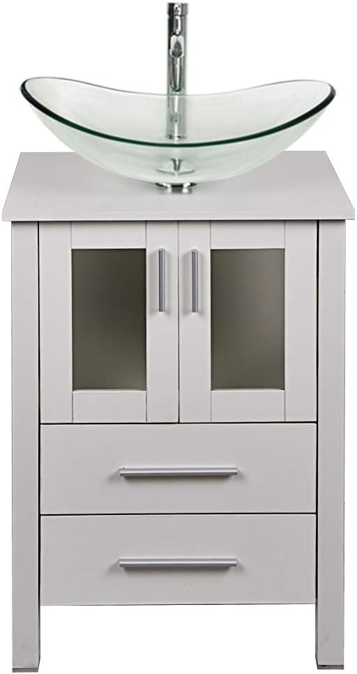 YOURLITE Bathroom Artistic Vessel Sink, Tempered Glass Countertop Bowl Sink