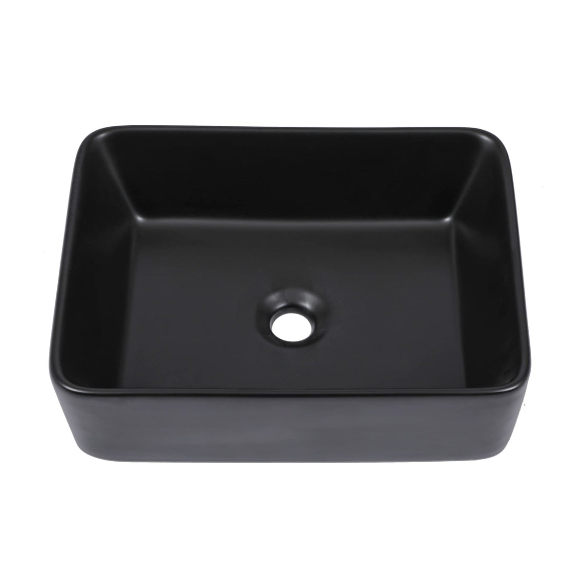 Kichae 16"x12" Vessel Sink Rectangle - Modern Above Matte Black Porcelain Ceramic Bathroom Vessel Vanity Sink Bowl Art Basin