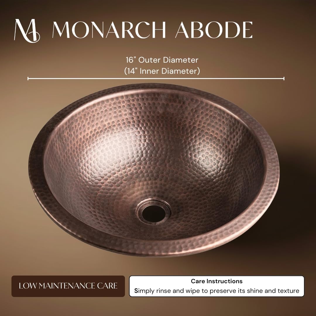 Monarch Abode Bathroom Sink â 16-Inch Rotunda Dual Mount Undermount or Drop In Bathroom Sinks, Bathrooms Hand Hammered Matte Black Aluminum Vanity Sink for Countertop, Powder Room, Bath, or Restroom