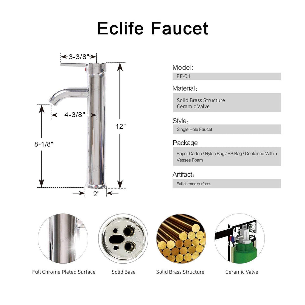 eclife 21.5" Bathroom Vessel Sink Modern Artistic Single Brown Boat Tempered Glass Basin Countertop Bowl Sink for Lavatory Vanity Cabinet, W/Water Save Faucet Pop Up Drain (A29BR)