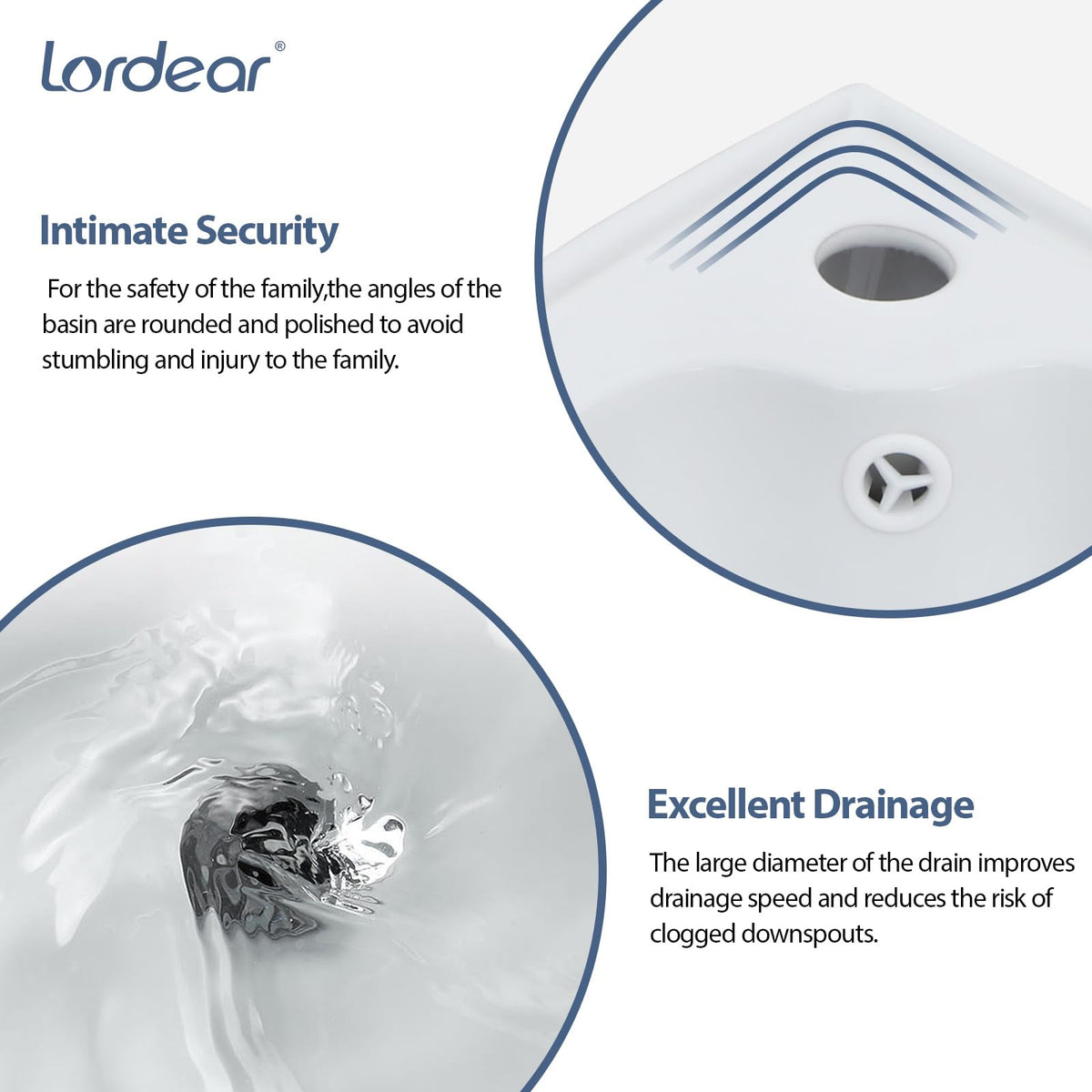 Lordear Wall Mounted Vessel Sink 16x11 Inch, U-Shape White Porcelain Bathroom Sink with Black Faucet and Support Pedestal Legs, Wall Hung Vanity Sink with Towel Rack for Small Bathrooms