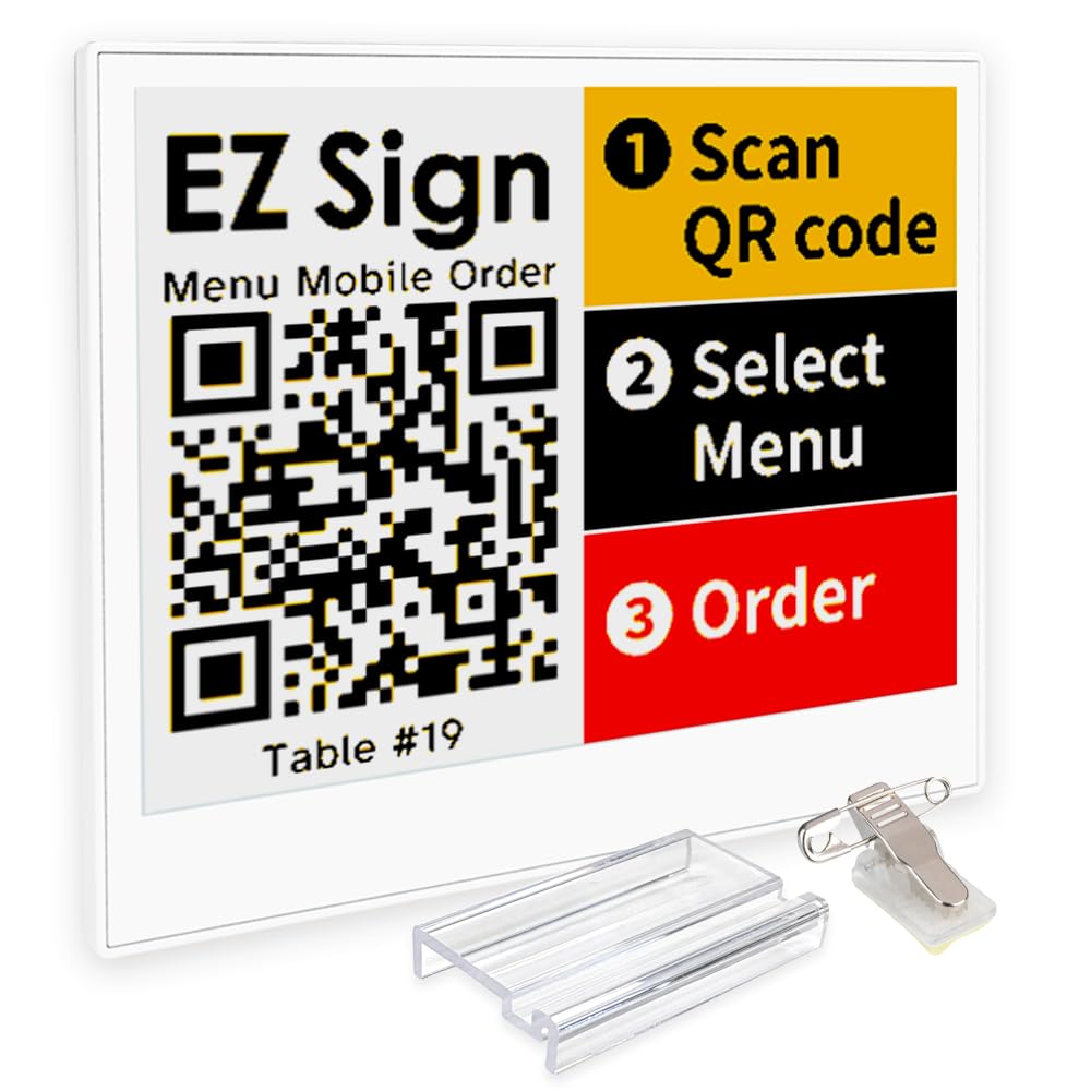 [Santek] EZ Sign NFC E-Paper Display â No Battery, Ultra-Thin 0.13â, Rewritable 4-Color Digital Display, App-Controlled (iOS/Android/PC), IP65 (Silver, 2.9" 6pcs, No Stand and Clip Included)