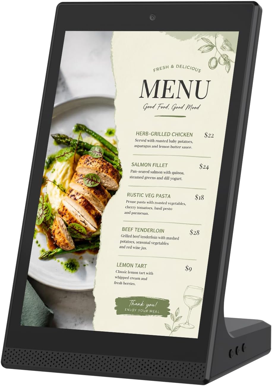 10.1 Inch Android Digital Signage Display, Tabletop Touchscreen Kiosk, Countertop Digital Menu Board with WiFi USB, Desktop Advertising Screen for Restaurants, Retail, Reception