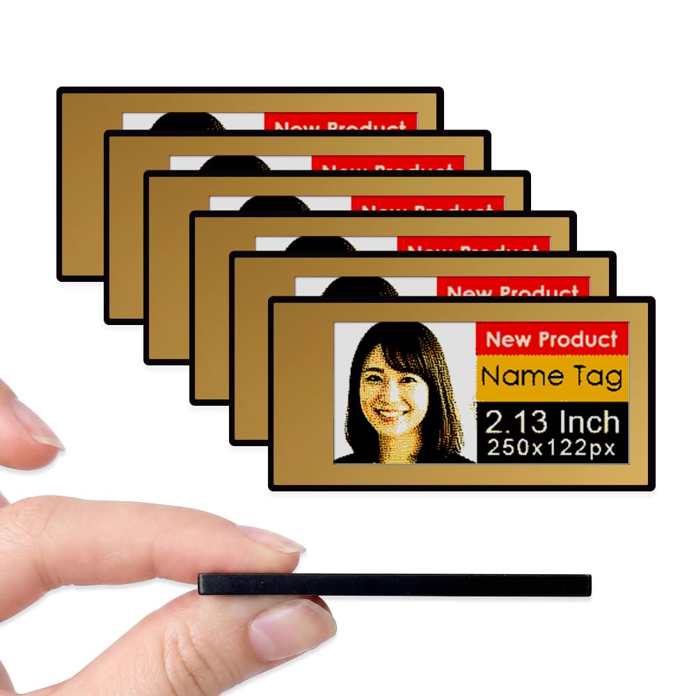 [Santek] EZ Sign NFC E-Paper Display â No Battery, Ultra-Thin 0.13â, Rewritable 4-Color Digital Display, App-Controlled (iOS/Android/PC), IP65 (Silver, 2.9" 6pcs, No Stand and Clip Included)
