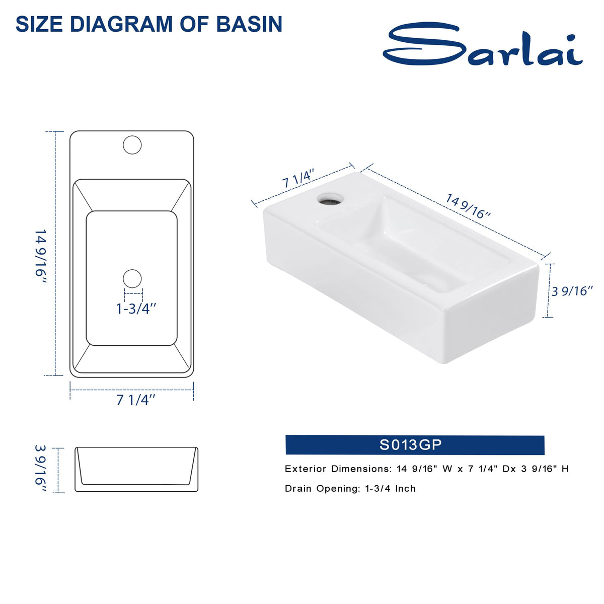 Sarlai Black Vessel Sink Rectangular - 24"x14" Modern Bathroom Vessel Sink Rectangle Above Counter Black Ceramic Porcelain Lavatory Vanity Sink Art Basin