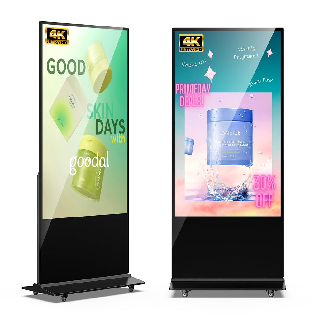 JIYANG 49 Inch Touchscreen Digital Signage Display Kiosk, Indoor Floor Standing LCD Advertising Display with Android Media Player, HDMI/USB/WiFi Input Auto Split Screenï¼Blackï¼