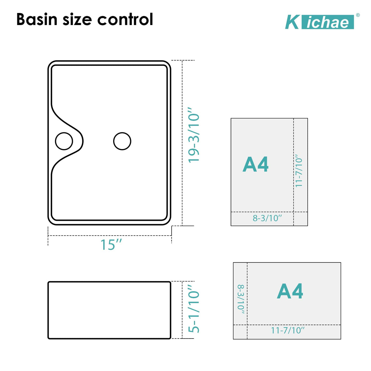 Kichae 16"x12" Vessel Sink Rectangle - Modern Above Matte Black Porcelain Ceramic Bathroom Vessel Vanity Sink Bowl Art Basin