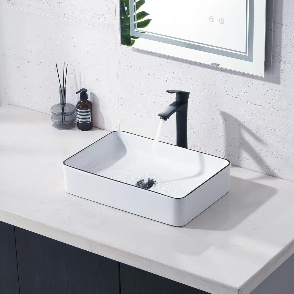 20 inch Black Vessel Sink Rectangular 20x14 Bathroom Above Counter