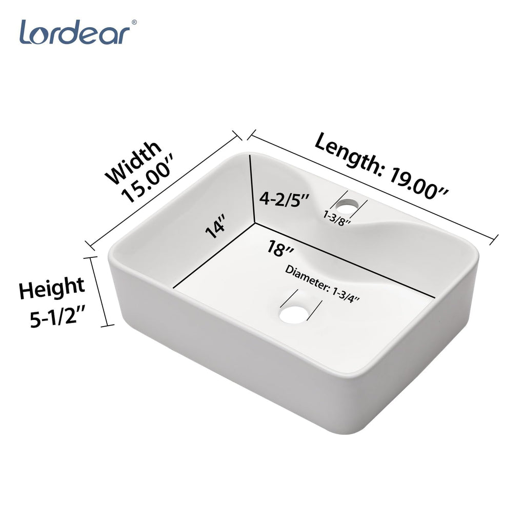 Lordear Wall Mounted Vessel Sink 16x11 Inch, U-Shape White Porcelain Bathroom Sink with Black Faucet and Support Pedestal Legs, Wall Hung Vanity Sink with Towel Rack for Small Bathrooms