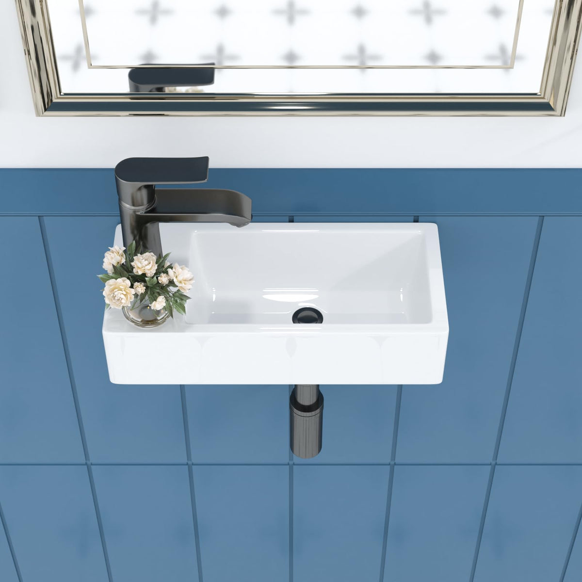 Sarlai Black Vessel Sink Rectangular - 24"x14" Modern Bathroom Vessel Sink Rectangle Above Counter Black Ceramic Porcelain Lavatory Vanity Sink Art Basin
