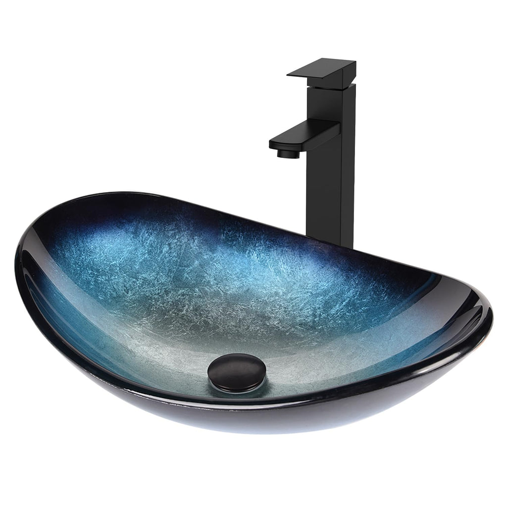 Bathroom Leaf Shape Artistic Glass Vessel Sink, Brown