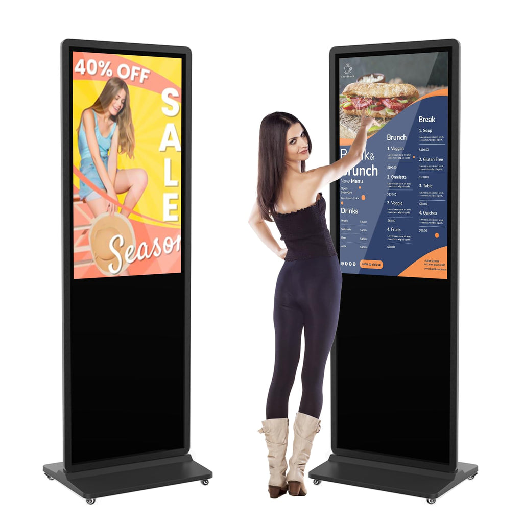 MWE 43 Inch Indoor Floor Standing Digital Signage Advertising Display Kiosk LCD Screen Commercial Totem Android System Vertical Poster with Auto Media Player