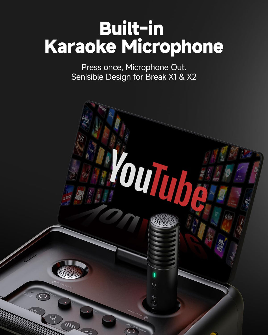 Ikarao Wireless Karaoke Microphone, UV Self-Cleaning Case, 2 Mics for JBL