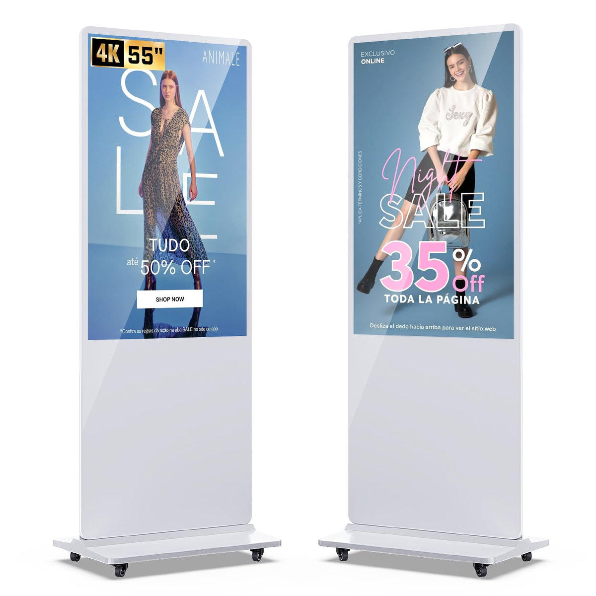 MWE 43 Inch Indoor Floor Standing Digital Signage Advertising Display Kiosk LCD Screen Commercial Totem Android System Vertical Poster with Auto Media Player