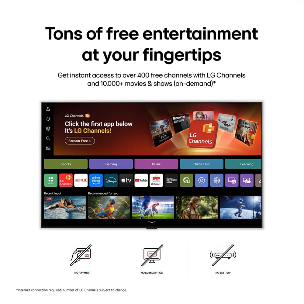 LG 85-Inch Nano 4K UHD AI Smart TV Alpha 7 Gen9 Processor, 4K Super Upscaling, HDR10 Pro, Filmmaker Mode, webOS 26, Game Optimizer, ALLM Bundle with Deco Gear Wall Mount, Surge Protector & Cables