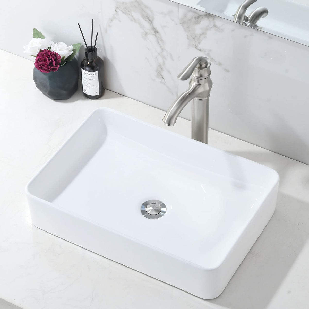 20 inch Black Vessel Sink Rectangular 20x14 Bathroom Above Counter