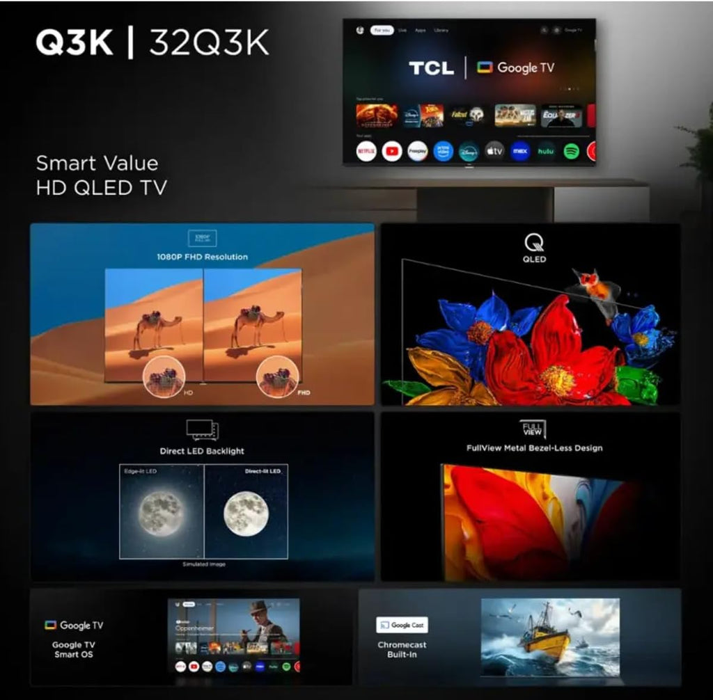 TCL 32-INCH Class Q3K Series (1080p) FHD QLED Smart Google TV (2024) (Renewed)