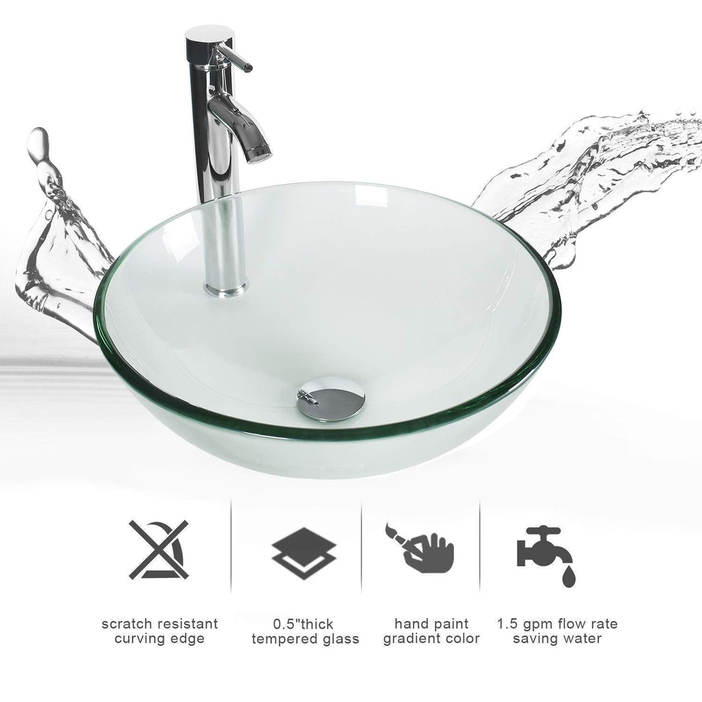 eclife 21.5" Bathroom Vessel Sink Modern Artistic Single Brown Boat Tempered Glass Basin Countertop Bowl Sink for Lavatory Vanity Cabinet, W/Water Save Faucet Pop Up Drain (A29BR)