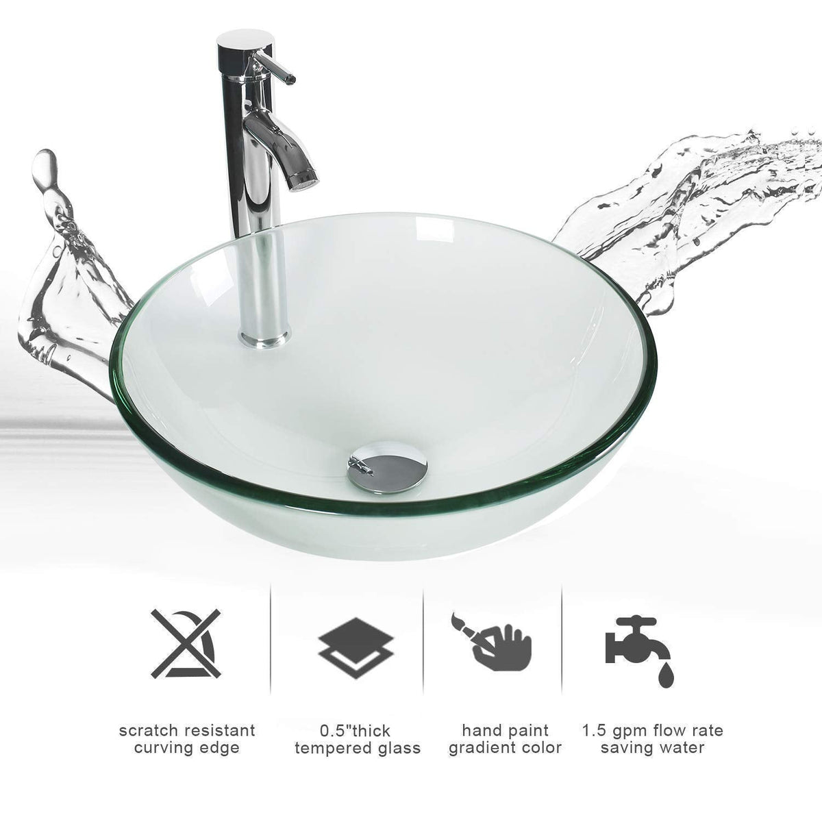 eclife 21.5" Bathroom Vessel Sink Modern Artistic Single Brown Boat Tempered Glass Basin Countertop Bowl Sink for Lavatory Vanity Cabinet, W/Water Save Faucet Pop Up Drain (A29BR)