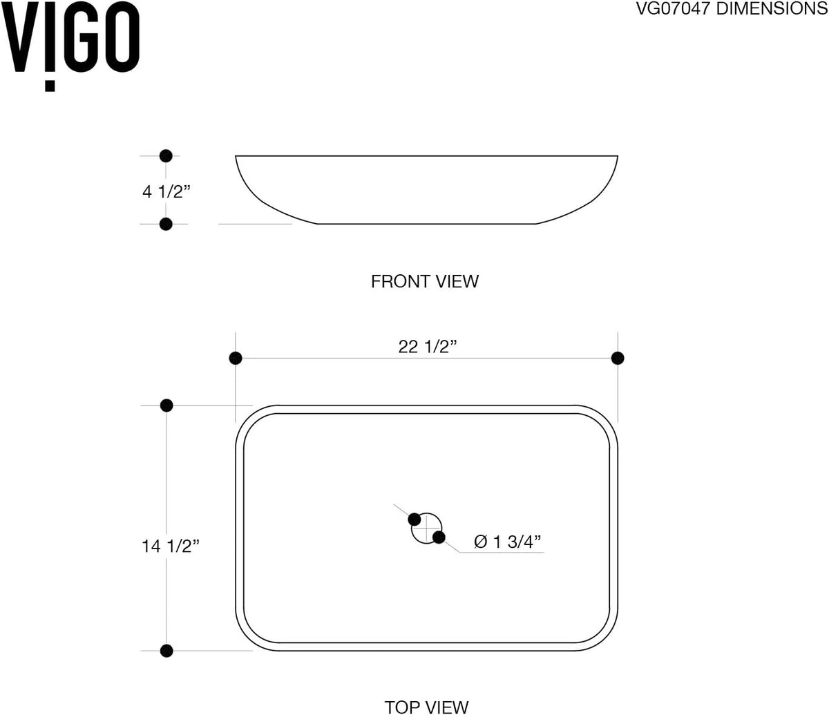 Vigo Vessel Sink Brown - 23â Artistic Rectangular Bathroom Vessel Sink, Tempered Glass Above Counter Sink with NonStickShield & QuickDrain, Modern Luxury Design