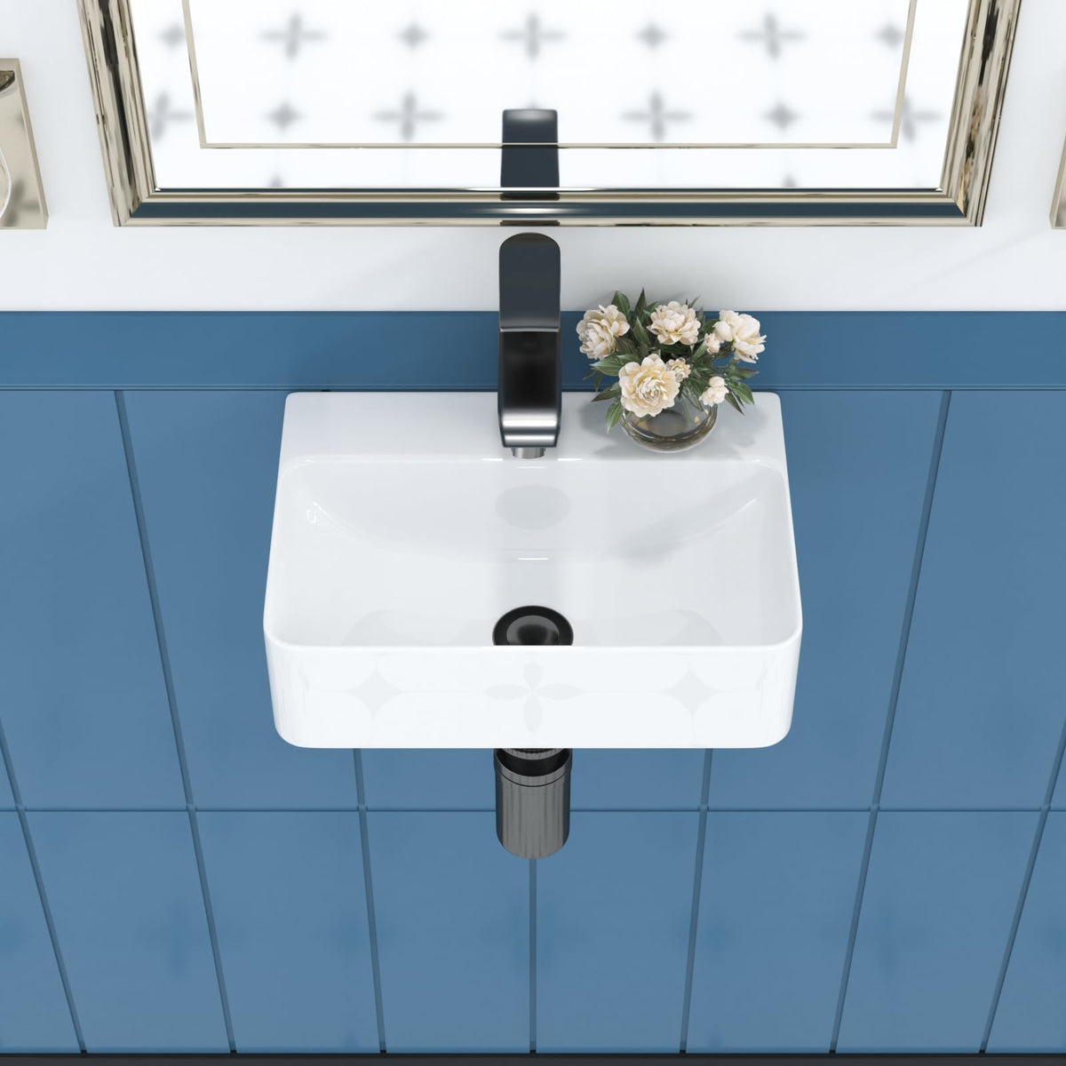 Sarlai Black Vessel Sink Rectangular - 24"x14" Modern Bathroom Vessel Sink Rectangle Above Counter Black Ceramic Porcelain Lavatory Vanity Sink Art Basin