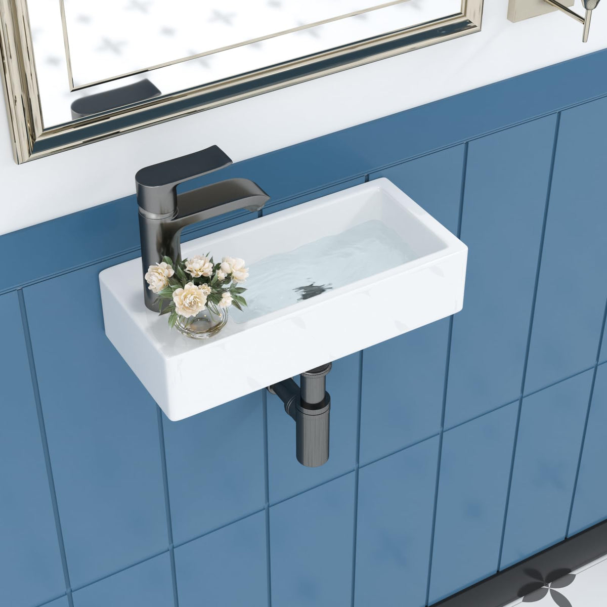 Sarlai Black Vessel Sink Rectangular - 24"x14" Modern Bathroom Vessel Sink Rectangle Above Counter Black Ceramic Porcelain Lavatory Vanity Sink Art Basin