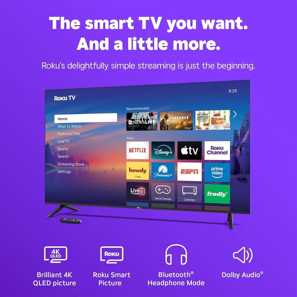 Roku 50" Select Series 4K QLED TV HDMI CPS Streaming Bundle 2026