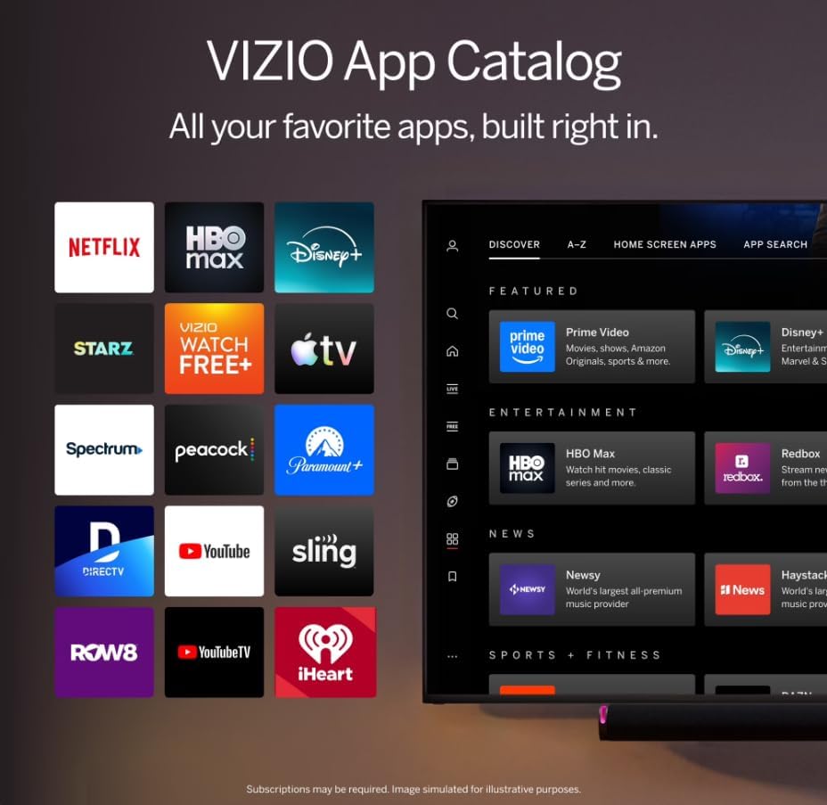 VIZIO 43" V-Series Quantum 4K QLED Smart TV with Dolby Vision HDR, WiFi 6, HDMI VRR, and Home Screen VQD43R-1004 (Renewed)