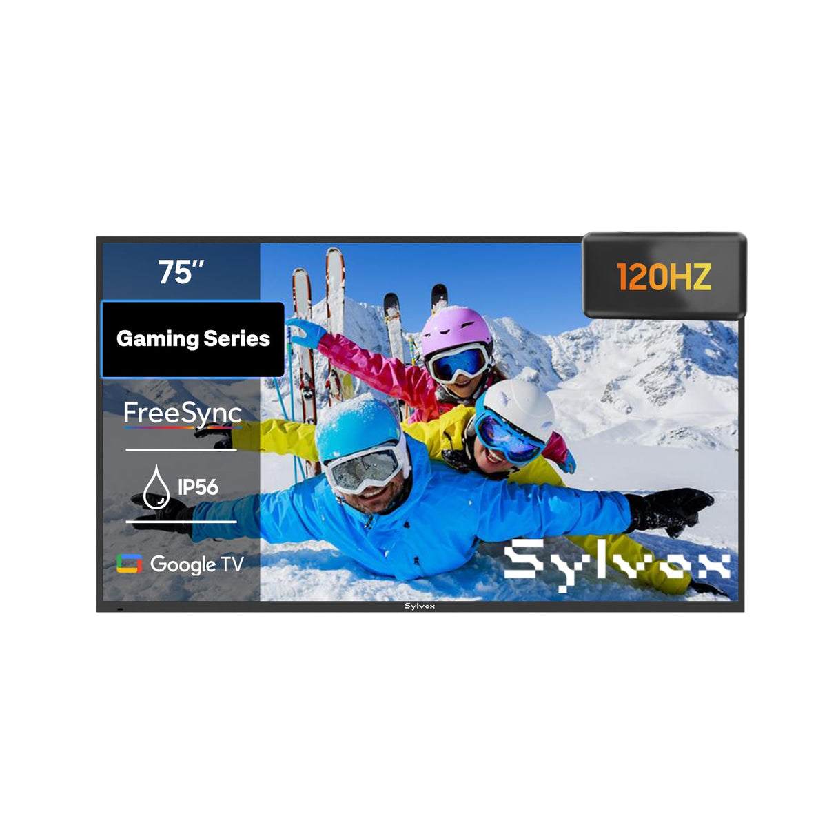 SYLVOX 65'' Outdoor TV, Premium Ultra-Narrow Bezel, IP56 Weatherproof, 1,000-Nit 4K UHD Anti-Glare Screen, Smart Google TV, All-Metal Durable Outdoor TV for Deck, Patio, Partial Sun (Frameless, 2026)