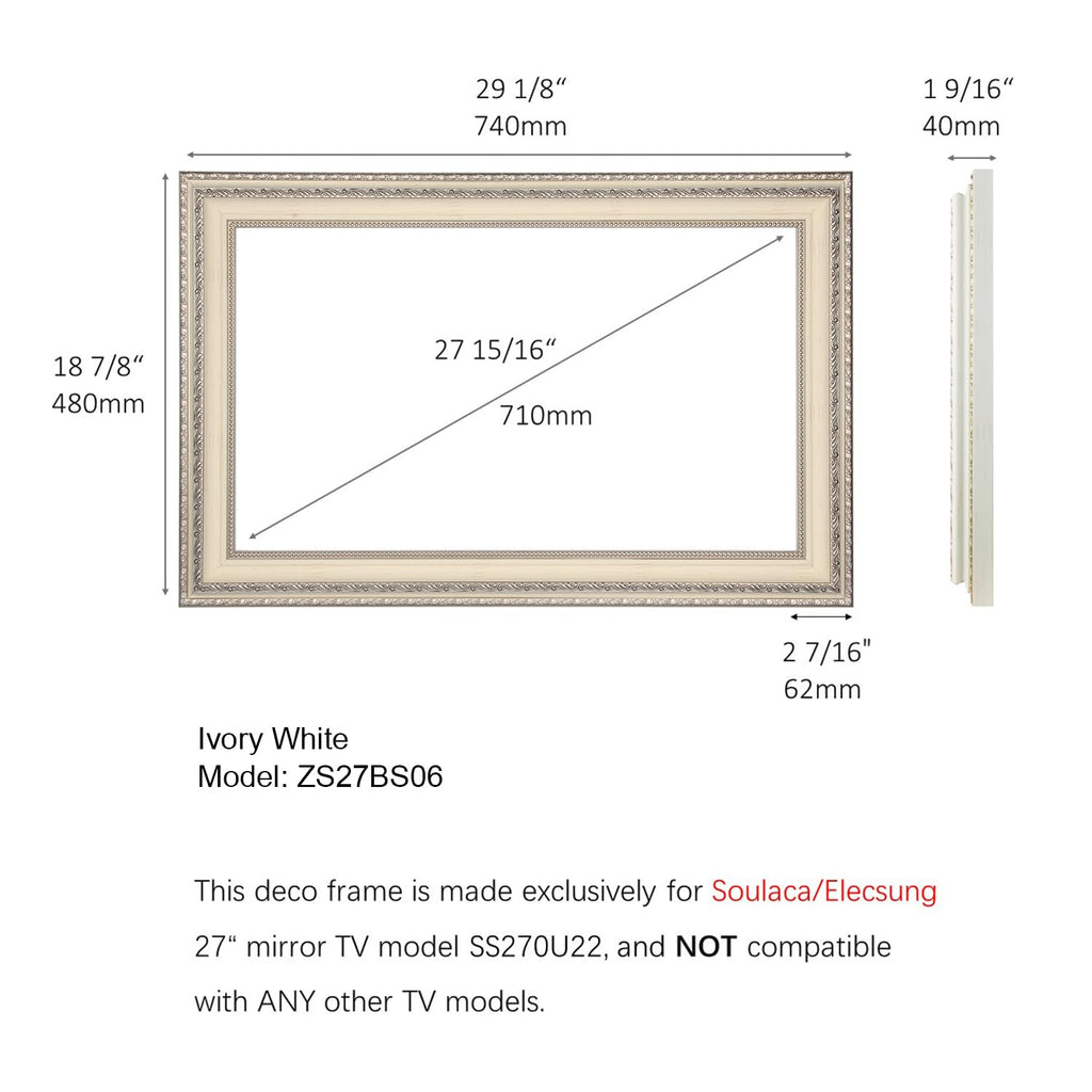 Soulaca 55 inches Smart Waterproof Mirror TV 4K UHD webOS Built-in ATSC DTV Tuner Voice Control, Large Bathroom & Indoor Hotel Resort Television Wall-Mount Big Screen Pool