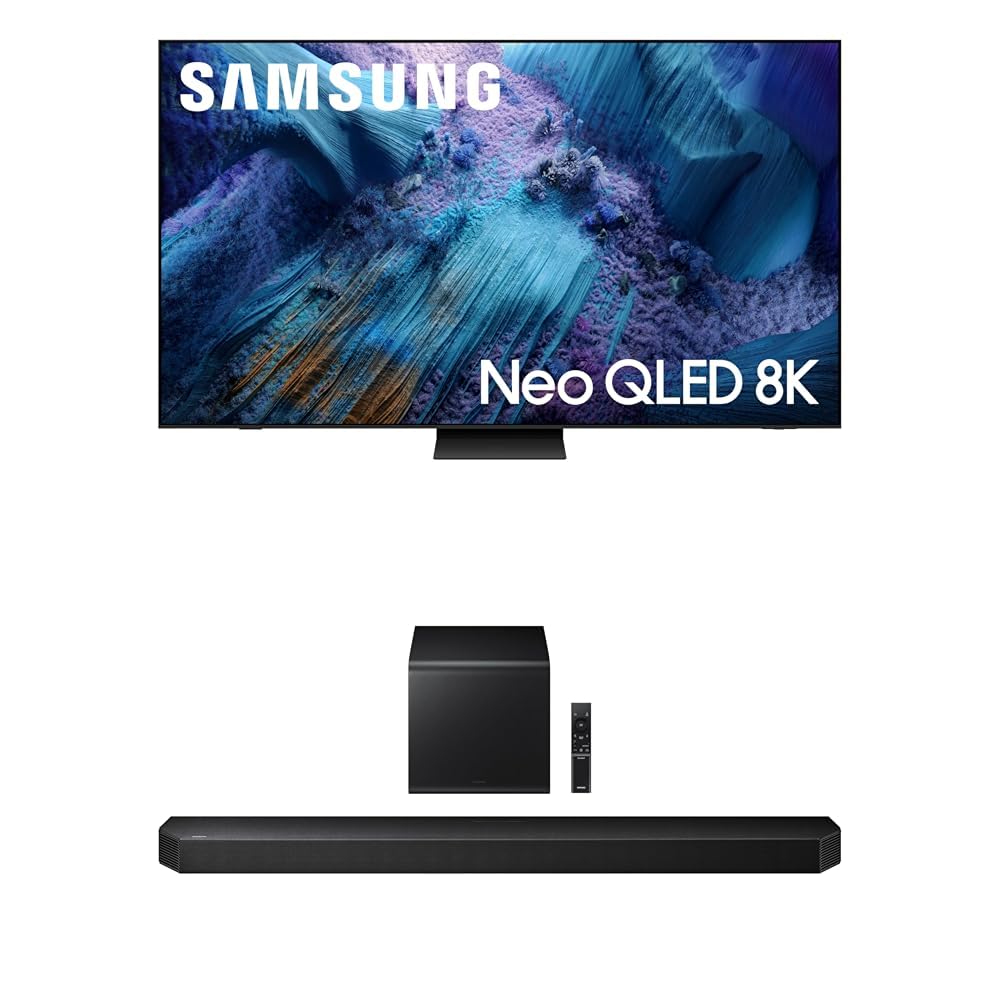 Samsung 85-Inch Class Neo QLED QN990F 8K Mini LED Smart TV (2025 Model) NQ8 AI Gen3 Processor + Samsung Q800F 5.1.2ch Q Series Soundbar + Subwoofer, Wireless Dolby Atmos, (HW-Q800F, 2025)