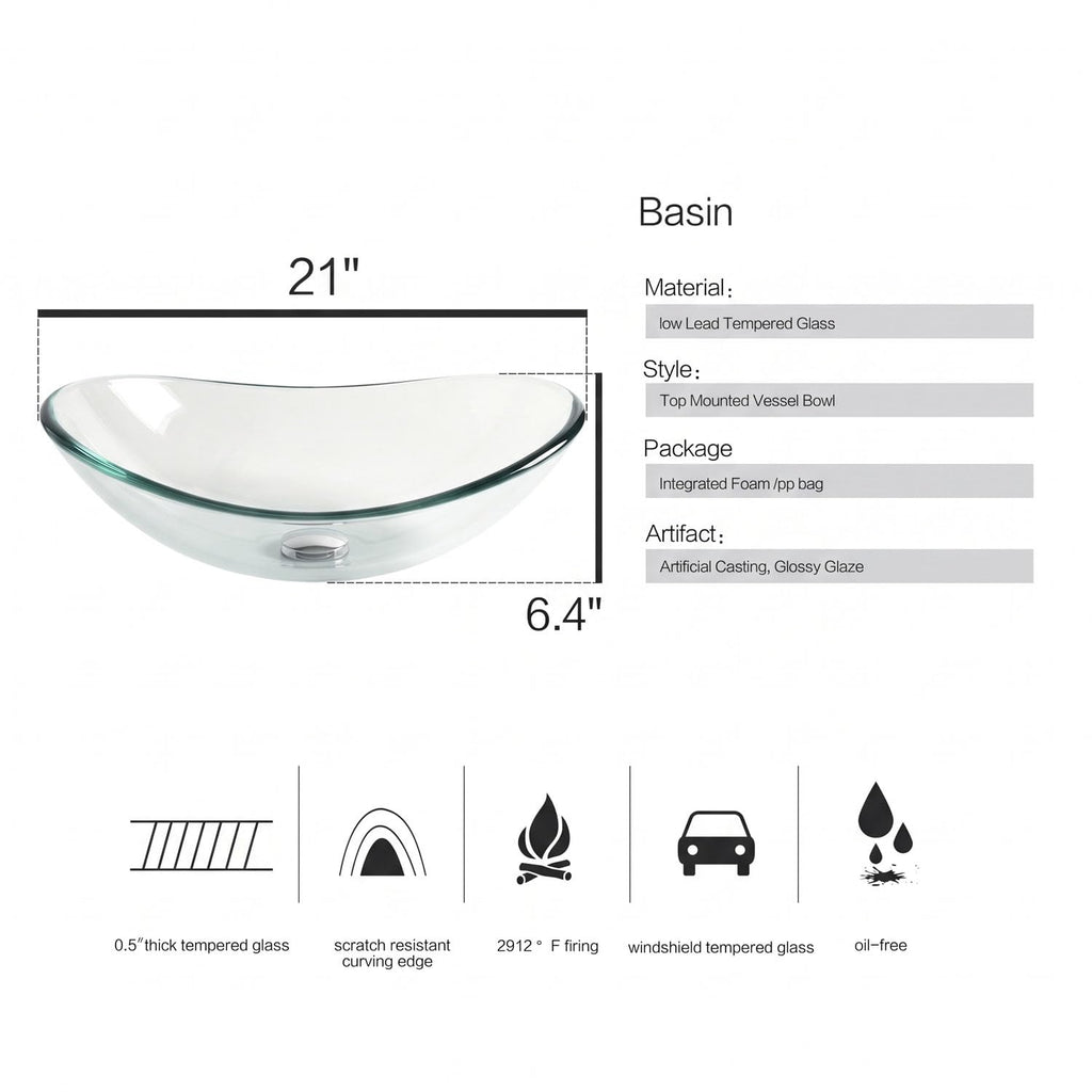 Bathroom Leaf Shape Artistic Glass Vessel Sink, Brown