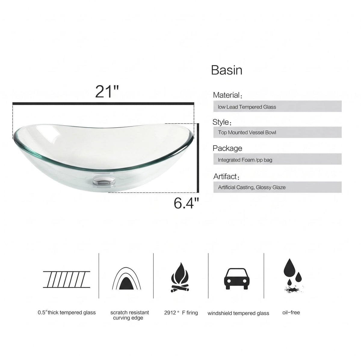 Bathroom Leaf Shape Artistic Glass Vessel Sink, Brown