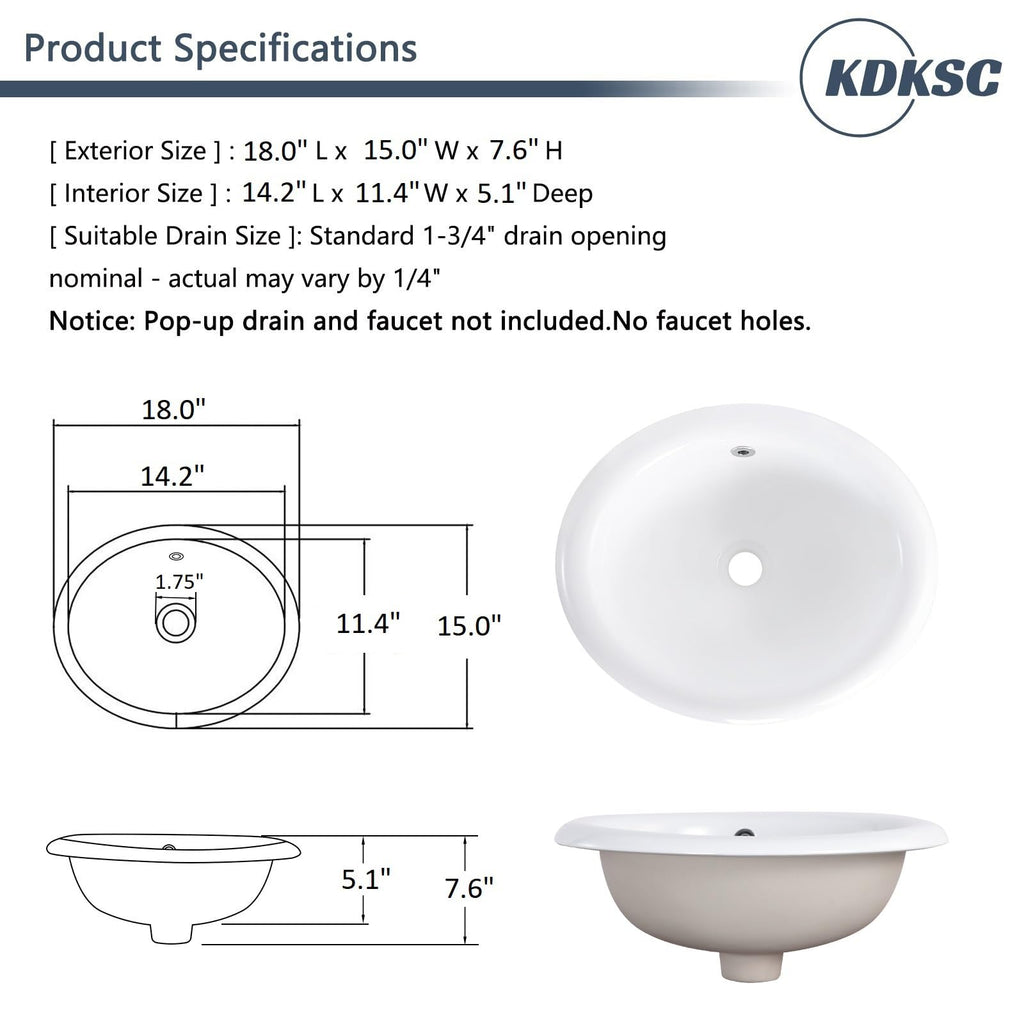 Bathroom Vessel Sink 16.7" X 12.6" Semi Recessed Bathroom Sink Rectangular Drop In Bathroom Sinks with Overflow White Ceramic Vessel Sinks for Bathroom Modern Above Counter Basin Vanity Sink