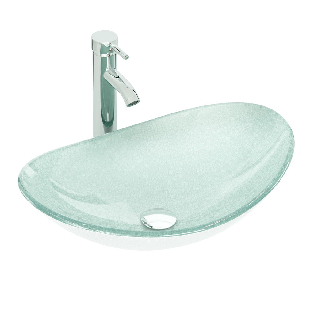 YOURLITE Bathroom Artistic Vessel Sink, Tempered Glass Countertop Bowl Sink