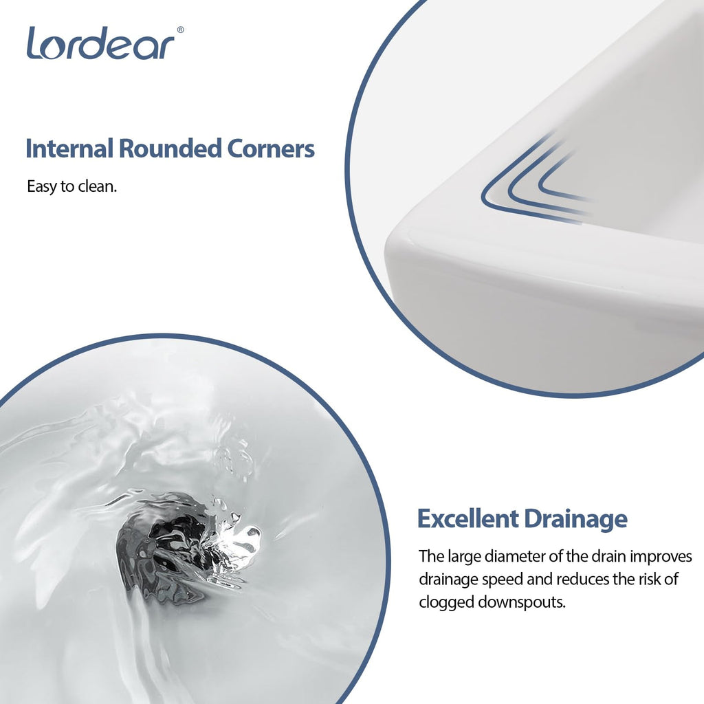 Lordear Wall Mounted Vessel Sink 16x11 Inch, U-Shape White Porcelain Bathroom Sink with Black Faucet and Support Pedestal Legs, Wall Hung Vanity Sink with Towel Rack for Small Bathrooms