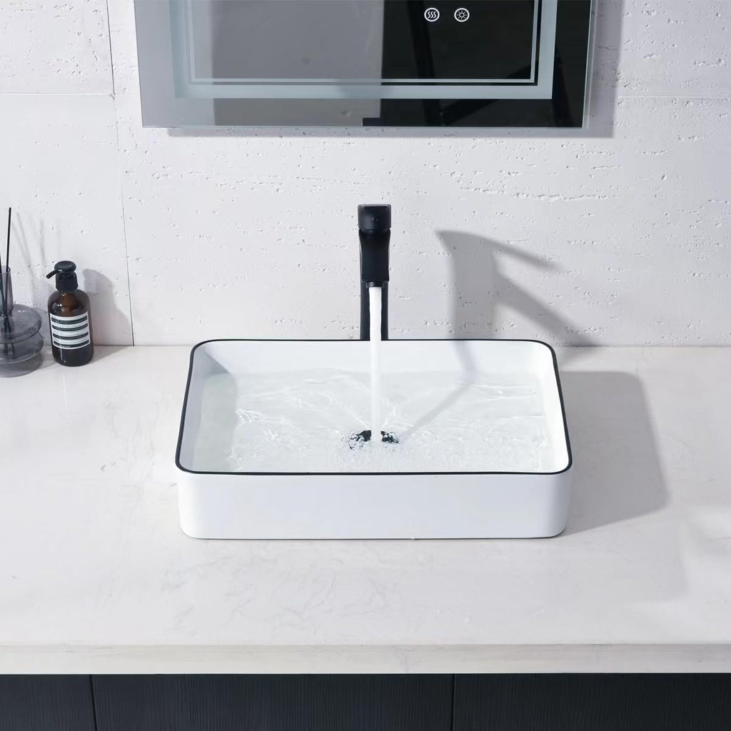 20 inch Black Vessel Sink Rectangular 20x14 Bathroom Above Counter