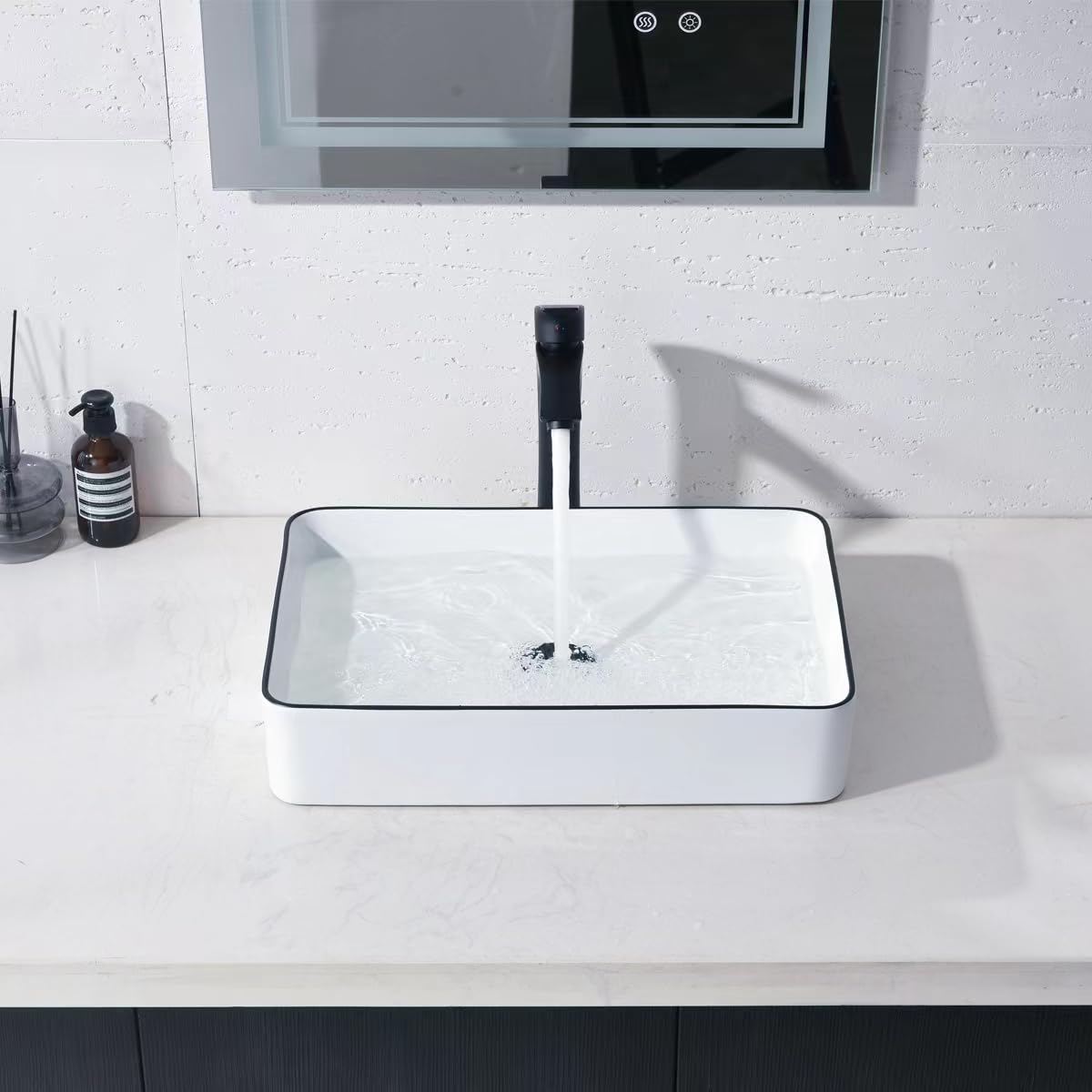 20 inch Black Vessel Sink Rectangular 20x14 Bathroom Above Counter
