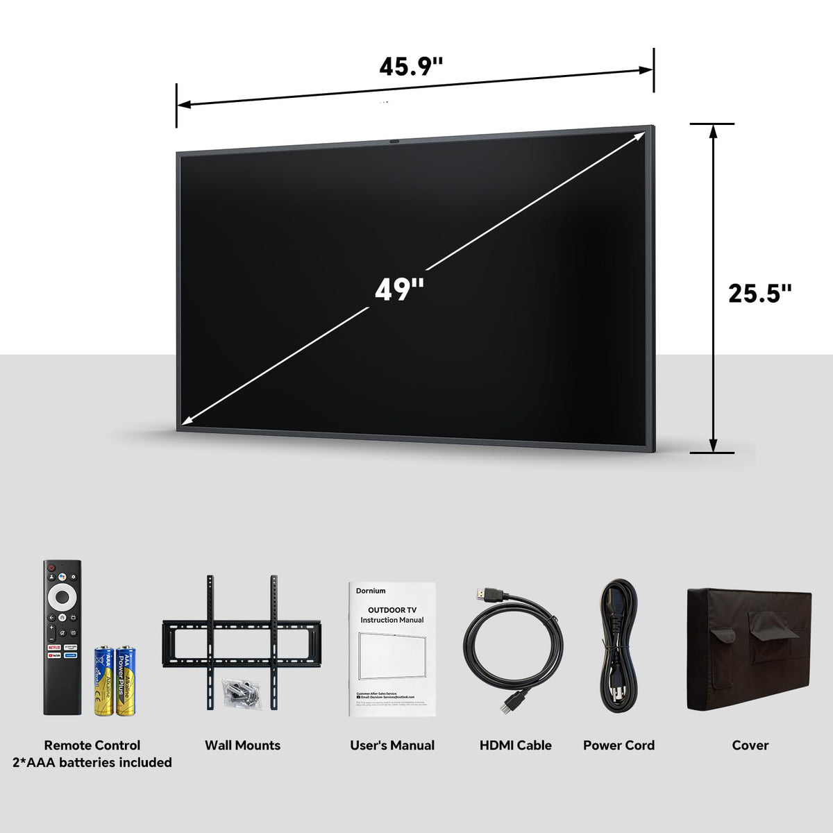 55 Inch Outdoor TV, 1500 Nits Hight Brightness, IP66 Waterproof TV
