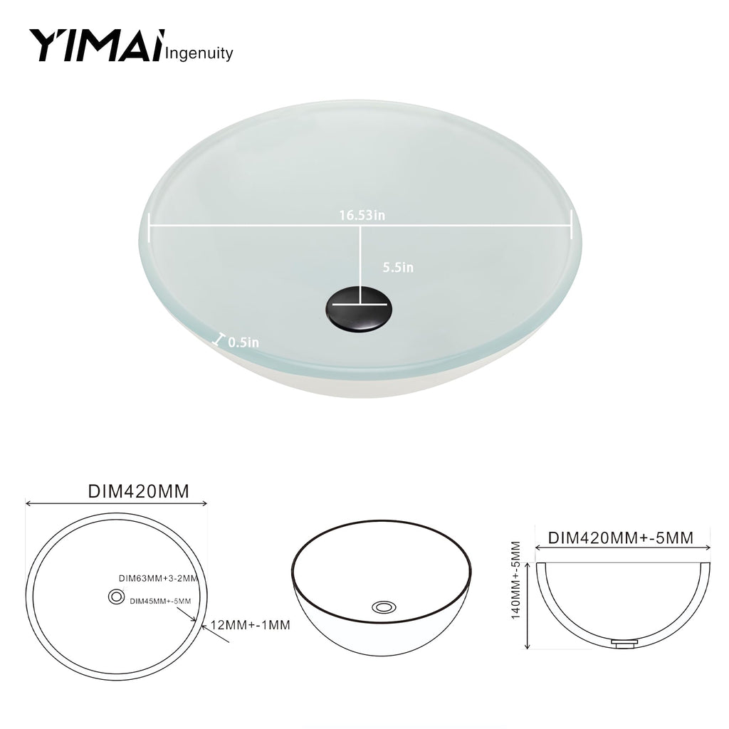 Design Vessel Sink Concrete Bathroom Sink above Counter Small Vessel Sink Bathroom Sink Bowl Countertop Modern Sinks with Faucet and Drain Combo 15.7" Round Gray