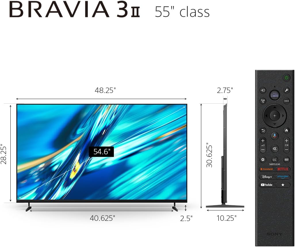 Sony 55 Inch BRAVIA 3 II LED 4K HDR Smart Google TV with Gemini K-55XR30M2