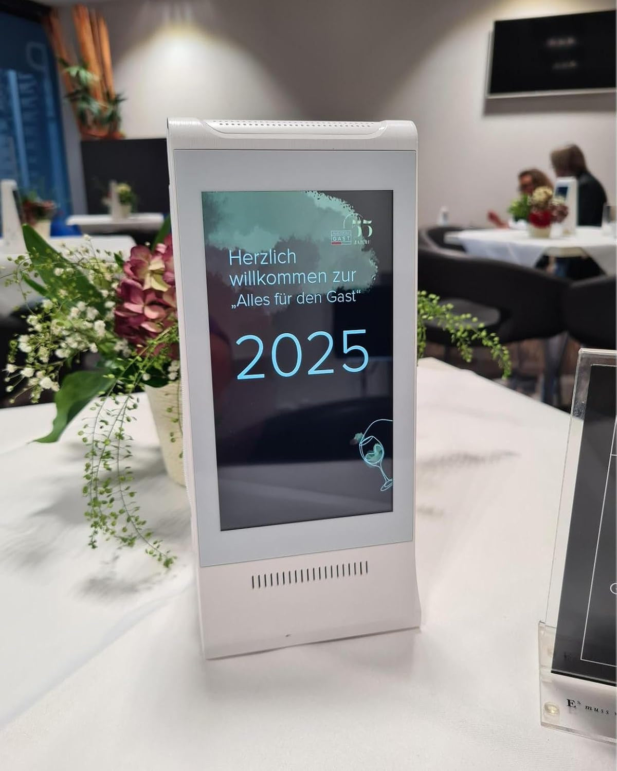 WeADS Double-Sided Digital Signage Display, Rechargeable 23,200mAh Battery with Phone Charging Function, Portable Digital Menu Board, Chalk Board Sign & Sign Holder for Business & Commercial Use(White)