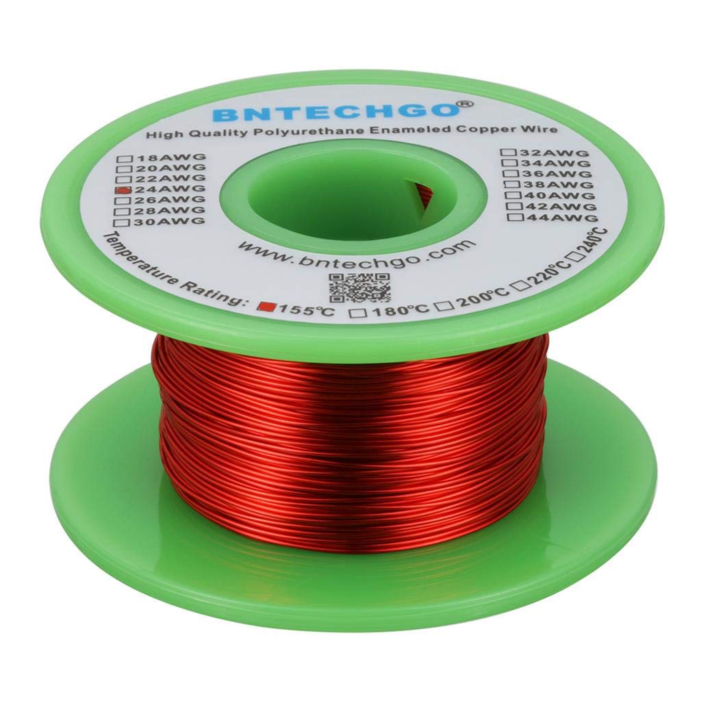 BNTECHGO 24 AWG Magnet Wire 3 lb Red Enameled Copper Wire 0.0197"(0.50mm)
