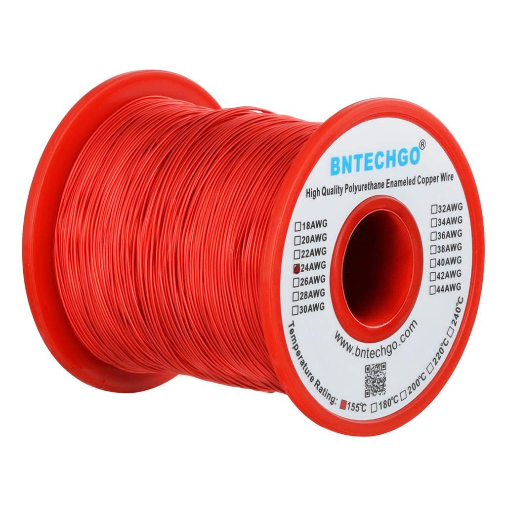 BNTECHGO 24 AWG Magnet Wire 3 lb Red Enameled Copper Wire 0.0197"(0.50mm)