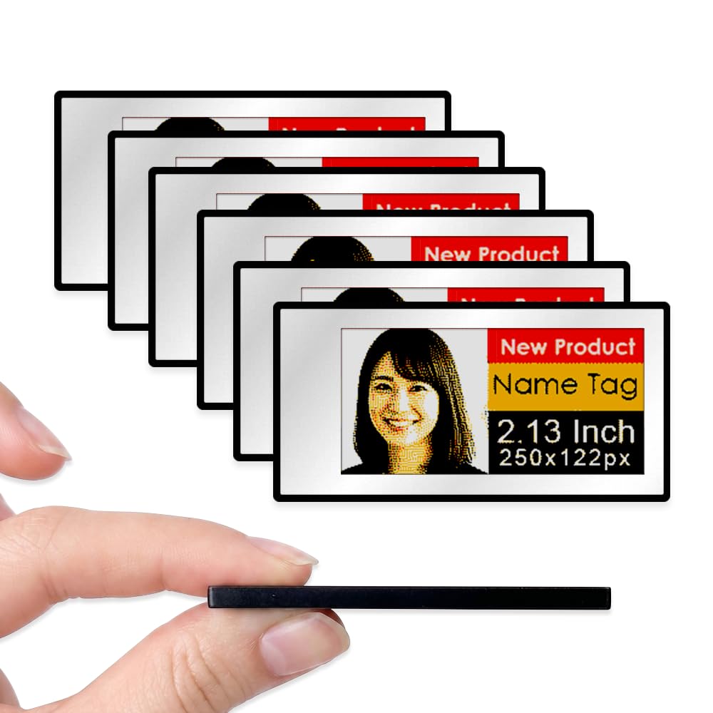 [Santek] EZ Sign NFC E-Paper Display â No Battery, Ultra-Thin 0.13â, Rewritable 4-Color Digital Display, App-Controlled (iOS/Android/PC), IP65 (Silver, 2.9" 6pcs, No Stand and Clip Included)