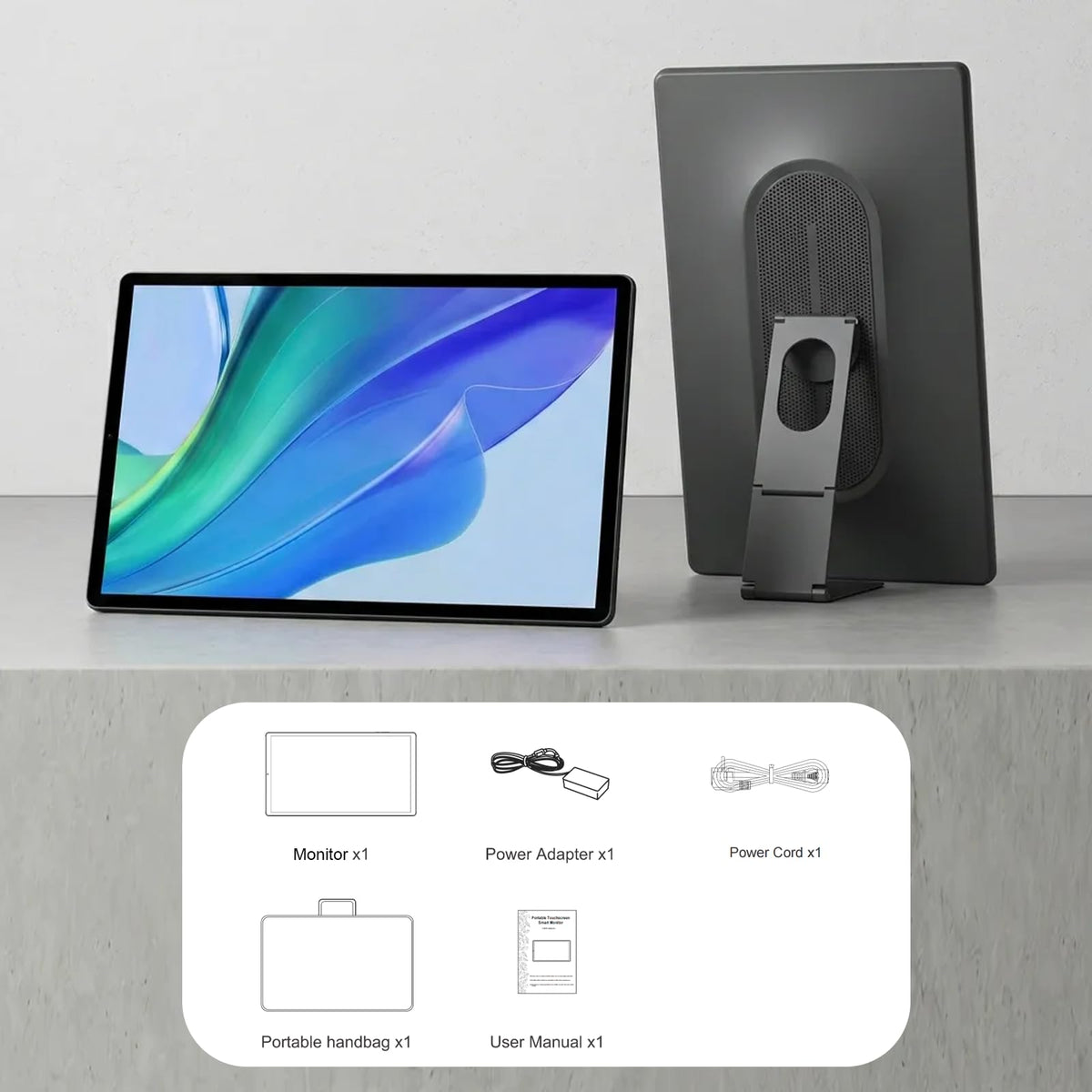 32-Inch FHD Smart Portable TV, Rolling TV on Wheels, Built-in Battery, Android 15 OS, Touch Screen Monitor, 6GB RAM + 128GB Storage, 8MP Camera, Full Swivel Rotation, Voice Remote