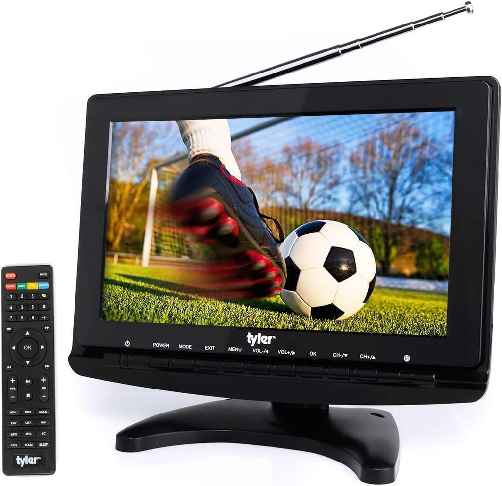 Tyler TTV706 10â Portable Widescreen 1080P LCD TV with Detachable Antennas, HDMI, USB, RCA, FM Radio, Built in Digital Tuner, AV Inputs, AC/DC, (3) Antennas, and Remote Control