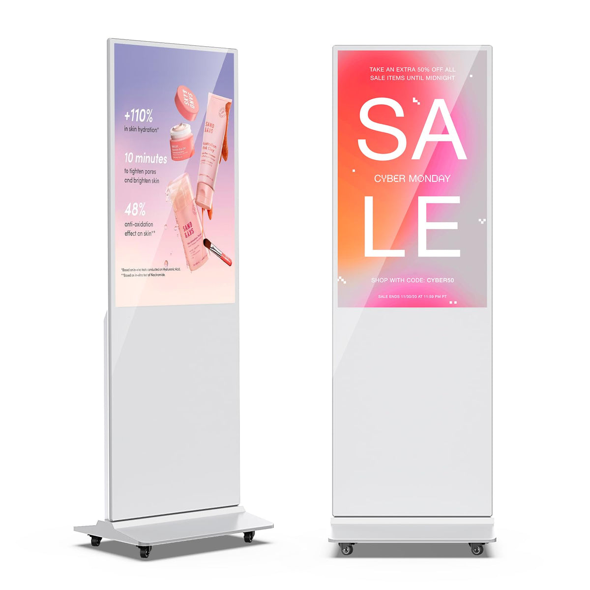 JIYANG 49 Inch Touchscreen Digital Signage Display Kiosk, Indoor Floor Standing LCD Advertising Display with Android Media Player, HDMI/USB/WiFi Input Auto Split Screenï¼Blackï¼