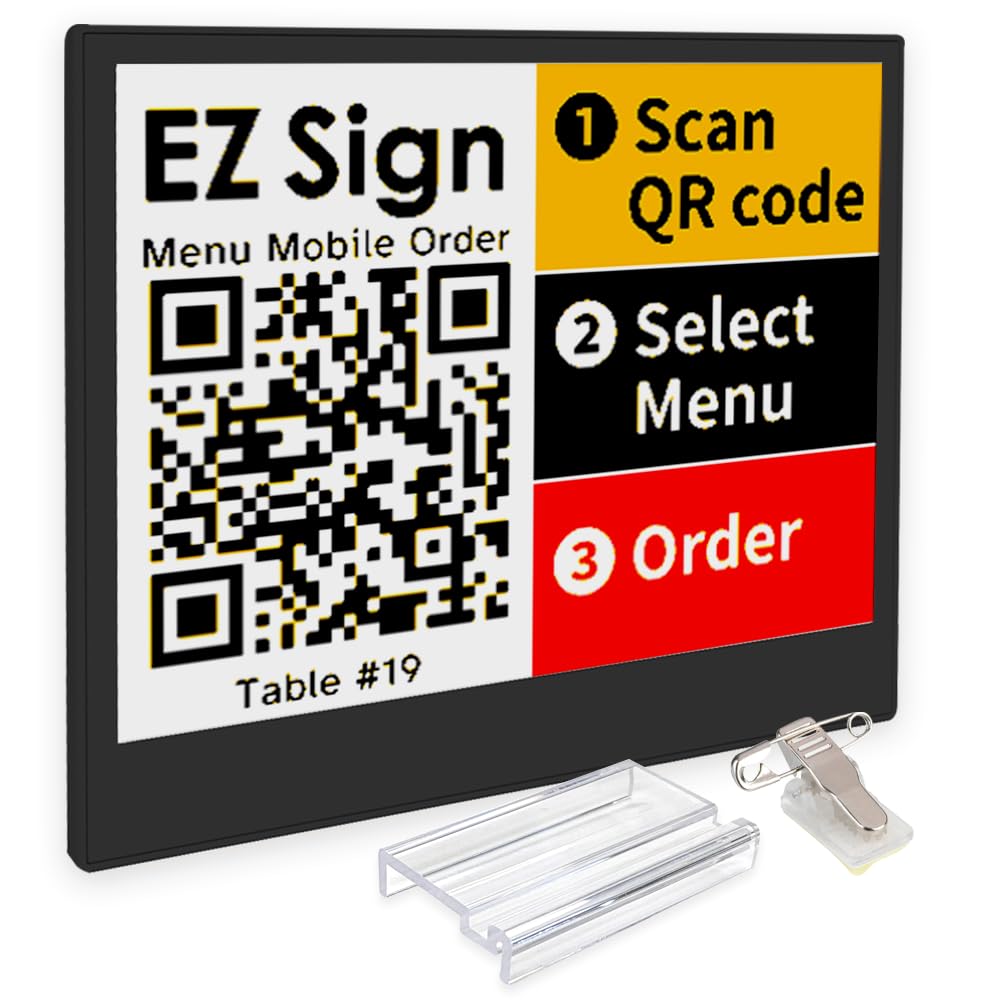[Santek] EZ Sign NFC E-Paper Display â No Battery, Ultra-Thin 0.13â, Rewritable 4-Color Digital Display, App-Controlled (iOS/Android/PC), IP65 (Silver, 2.9" 6pcs, No Stand and Clip Included)